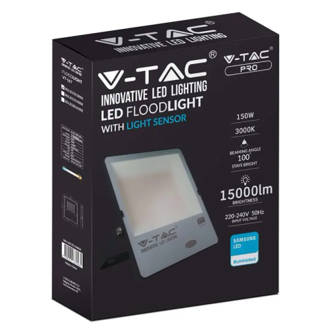 REFLECTOR LED 150W CU SENZOR CREPUSCULAR 6400K ALB RECE [2]