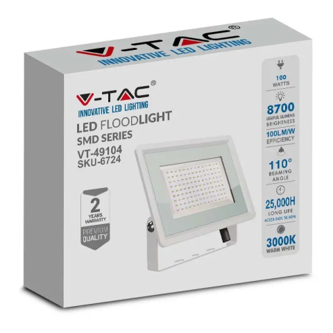 REFLECTOR LED SMD 100W 3000K IP65 - ALB [3]