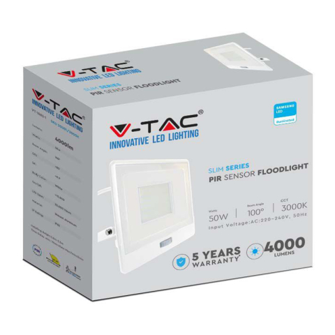 REFLECTOR LED SMD 50W 4000K IP65 CU SENZOR MISCARE - ALB [7]