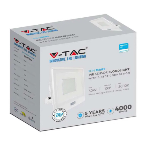 REFLECTOR LED SMD 50W 6400K IP65 CU SENZOR MISCARE - ALB [3]