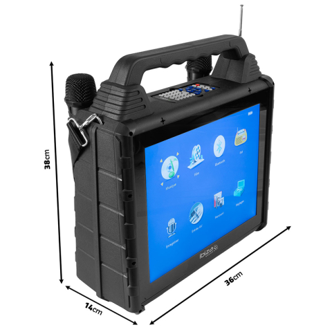 SET PORTABIL KARAOKE CU ECRAN INCORPORAT 14.1" SI 2 MIC WIRELESS [2]