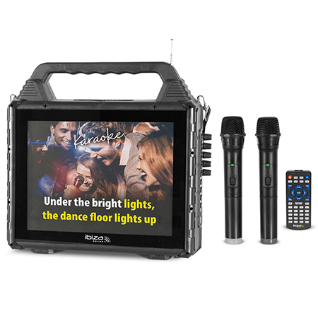 Karaoke - SET PORTABIL KARAOKE CU ECRAN INCORPORAT 14.1" SI 2 MIC WIRELESS