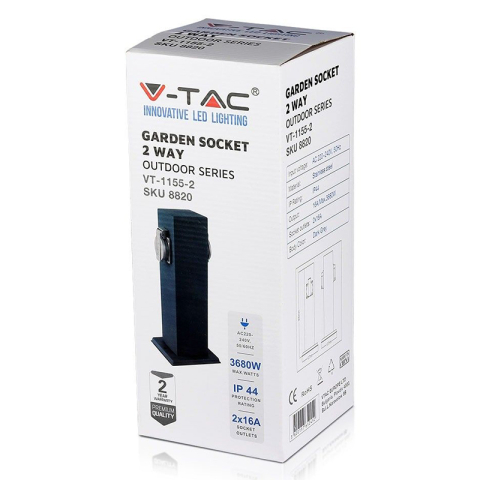 Stâlp Exterior cu Priză 2 Căi IP44 V-TAC SKU-8820 [10]