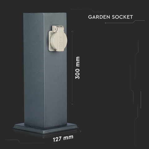 Stâlp Exterior cu Priză 2 Căi IP44 V-TAC SKU-8820 [11]