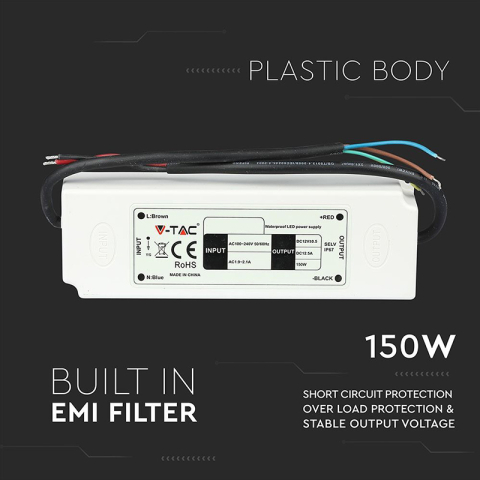 Sursă Alimentare LED 12V 150W 12.5A IP67 V-TAC pentru Benzi LED SKU-3248 [5]