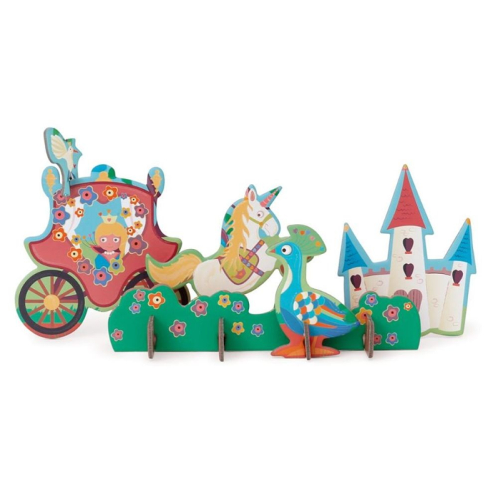 Puzzle 2 in 1 educativ si interactiv EMC ONSHOP®- "Castelul Printesei", cu scena de joaca 3D, 32 piese puzzle + 11 piese 3D, +3 ani [4]