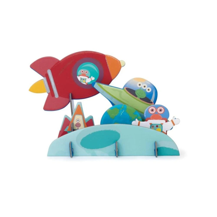 Puzzle 2 in 1 educativ si interactiv EMC ONSHOP® - "In Spatiu", cu scena de joaca 3D, 32 piese puzzle + 11 piese 3D, +3 ani [2]