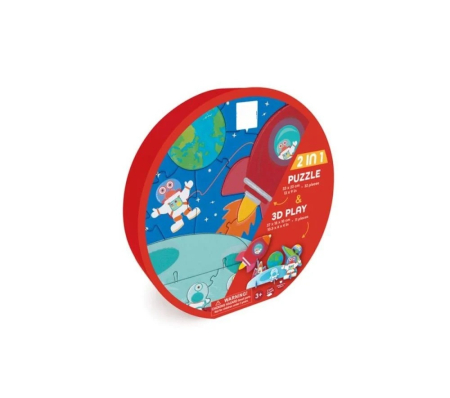 Jocuri si Jucarii - Puzzle 2 in 1 educativ si interactiv EMC ONSHOP® - "In Spatiu", cu scena de joaca 3D, 32 piese puzzle + 11 piese 3D, +3 ani