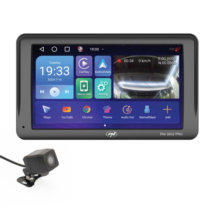 Sistem de navigatie GPS cu DVR incorporat PNI S932 PRO ecran 7 inch, memorie 32 GB, 2GB DDR3 RAM, Android 13, FM transmitter, Mirror Link, Apple Carplay si Android Auto, camera de marsarier inclusa [3]