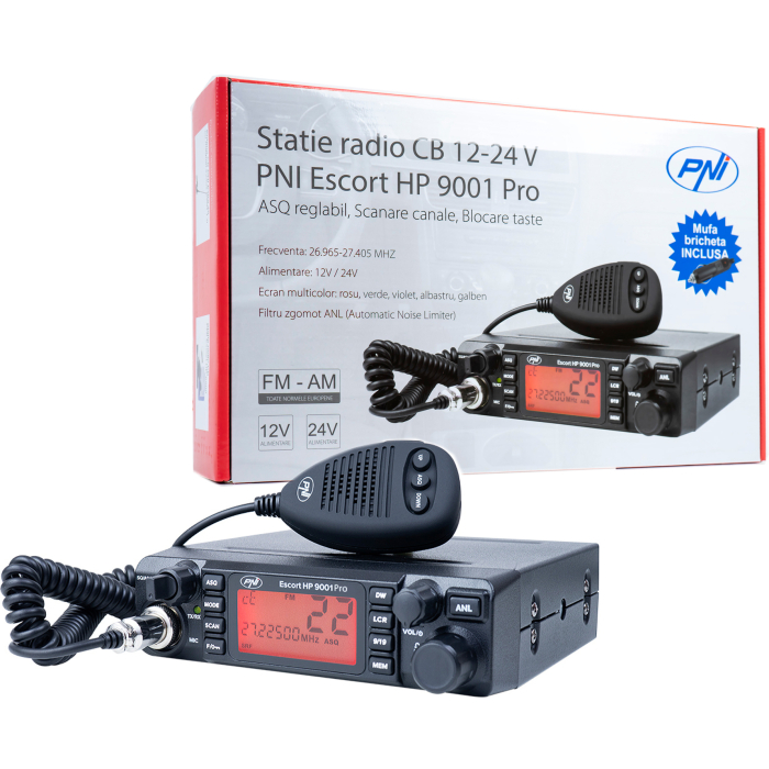 Statie radio CB PNI Escort HP 9001 PRO ASQ reglabil, AM-FM, 12V/24V, 4W, Scan, Dual Watch, ANL, ecran multicolor [1]