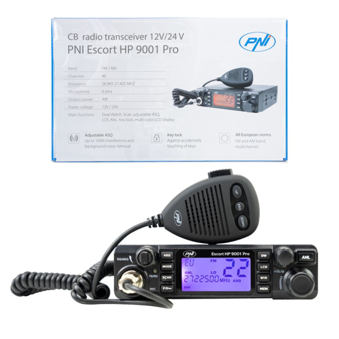 Statie radio CB PNI Escort HP 9001 PRO ASQ reglabil, AM-FM, 12V/24V, 4W, Scan, Dual Watch, ANL, ecran multicolor [2]