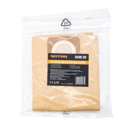 Aspiratoare - 5x Bucati Sac hartie 30 L pentru aspirator ROTOR RUM-30