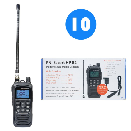 Statii radio & Detectoare radar - Bax 10 buc Statie radio CB portabila PNI Escort HP 82, multi standard, 4W, 12V, AM-FM, NRC, Dual Watch, Roger Beep, ASQ SQ reglabil, VOX