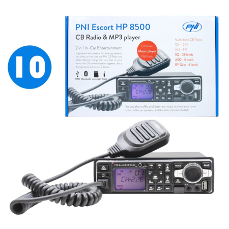 Statii radio & Detectoare radar - Bax cu 10 buc Statie radio CB si MP3 player PNI Escort HP 8500 ASQ include casti cu microfon