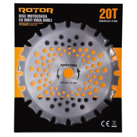 Disc motocoasă 20T cu Vidia dublu 255x25,4x1,3 mm ROTOR [1]