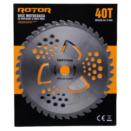 Disc motocoasă 40T cu Vidia și aripioare 255x25,4x1,3 mm ROTOR [1]
