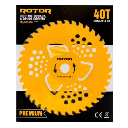 Motocoase - Disc motocoasă Premium 40T cu VIDIA și aripioare 255×25,4×1,5 mm ROTOR