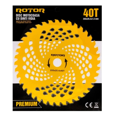 Motocoase - Disc motocoasa Premium cu dinti Vidia 40T 255×25.4×1.5mm Rotor