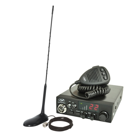 Statii radio & Detectoare radar - Kit Statie radio CB PNI Escort HP 8024 ASQ 12/24V + Antena CB PNI Extra 45 cu magnet