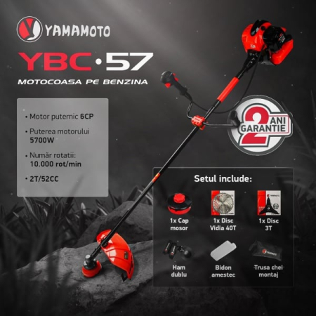 Motocoase - Motocoasa pe benzina Yamamoto YBC-57 6CP, 52CC, 2T