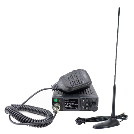 Statii radio & Detectoare radar - Pachet Statie radio CB PNI Escort HP 8900 ASQ, 12-24V + Antena CB PNI Extra 45 cu baza magnetica, alimentare 12V/24V, RF Gain, Roger Beep, CTCSS-DCS, Dual Watch