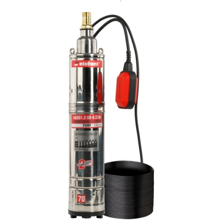 Pompe Submersibile pentru Apa Curata - Pompa submersibila Elefant 4QGD1.2-50-0.37F cu plutitor, 1100W, debit 95 l/min, inaltime refulare 83 m