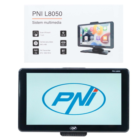 Sistem multimedia auto PNI L8050 cu ecran de 7 inch, Apple Carplay si Android Auto, Android/iPhone mirroring, FM transmitter, camera video mers inapoi inclusa [1]