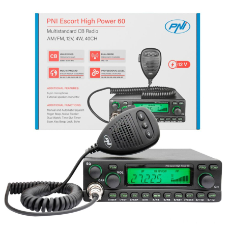 Statii radio & Detectoare radar - Statie radio CB PNI Escort High Power 60 multistandard, FM/AM, 12V, ASQ, RF Gain