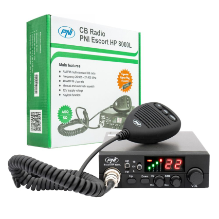 Statii radio & Detectoare radar - Statie radio CB PNI Escort HP 8000L cu ASQ reglabil, 12V, 4W, Lock, mufa de bricheta inclusa