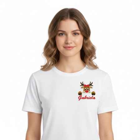 Colectia de Craciun - Tricou Dama Brodat Ren si Nume