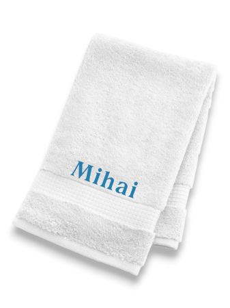 Prosoape brodate - Prosop Brodat cu Nume 50x90cm, BUMBAC 100%, ALB