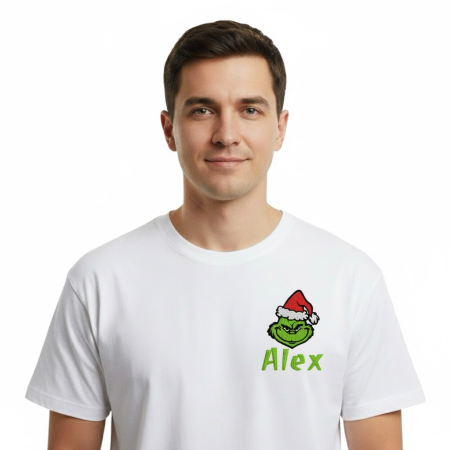 Produse - Tricou Barbat Brodat Grinch si Nume