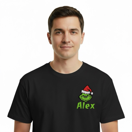 Produse - Tricou Barbat Brodat Grinch si Nume