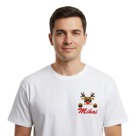 Colectia de Craciun - Tricou Barbat Brodat Ren si Nume