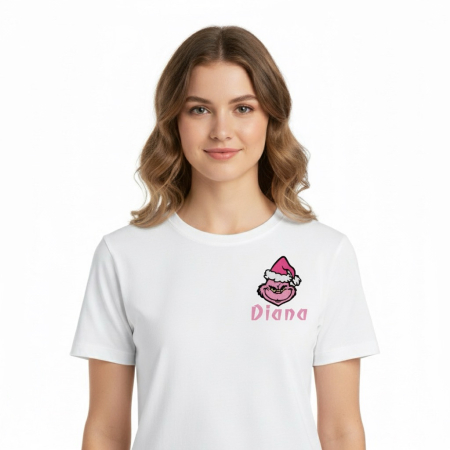 Produse - Tricou Dama Brodat Grinch si Nume