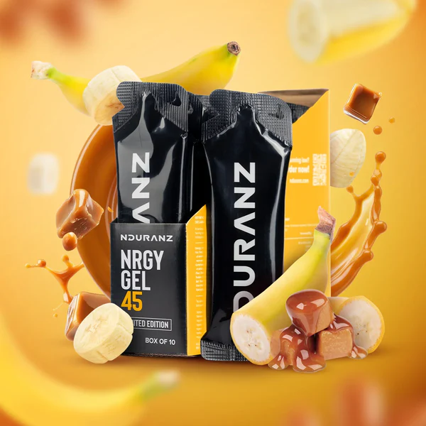 Gel de carbohidrati cu aroma banana - caramel, NDURANZ Prototype Nrgy Gel 45, amestec de electroliti, set 10x75g [2]