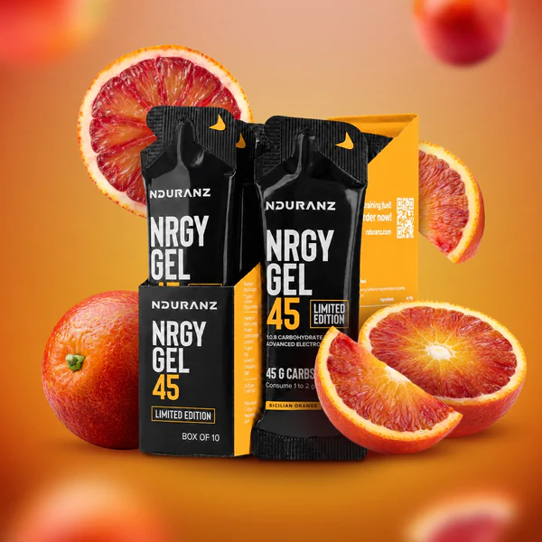 Gel de carbohidrati cu aroma portocale siciliene, NDURANZ Prototype Nrgy Gel 45, amestec de electroliti, set 10x75g [2]