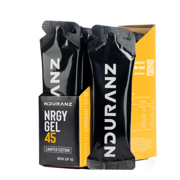 Geluri - Gel de carbohidrati cu aroma banana - caramel, NDURANZ Prototype Nrgy Gel 45, amestec de electroliti, set 10x75g