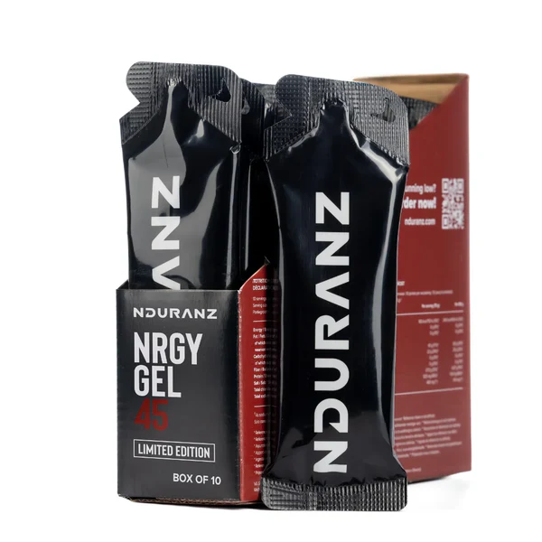 Geluri - Gel de carbohidrati cu aroma cola, NDURANZ Prototype Nrgy Gel 45, amestec de electroliti, set 10x75g