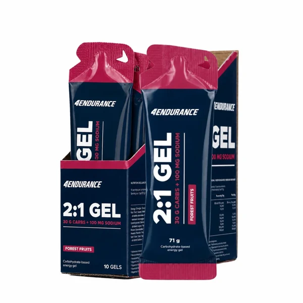 Geluri - Gel de carbohidrati cu aroma fructe de padure, 4Endurance Gel 30, set 10x71g