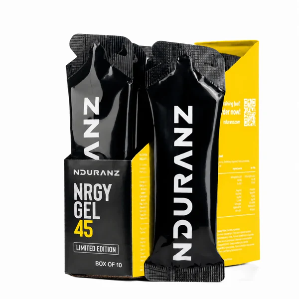 Geluri - Gel de carbohidrati cu aroma lamaie siciliana, NDURANZ Prototype Nrgy Gel 45, amestec de electroliti, set 10x75g