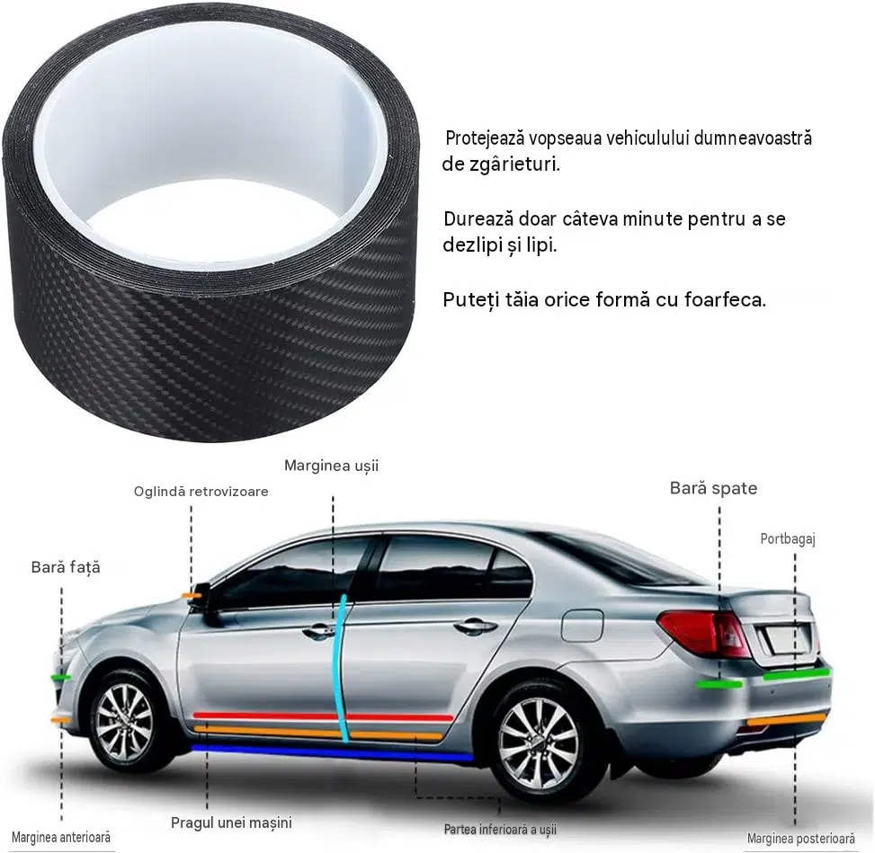 banda adeziva carbon protectie tuning negru enzoria [2]