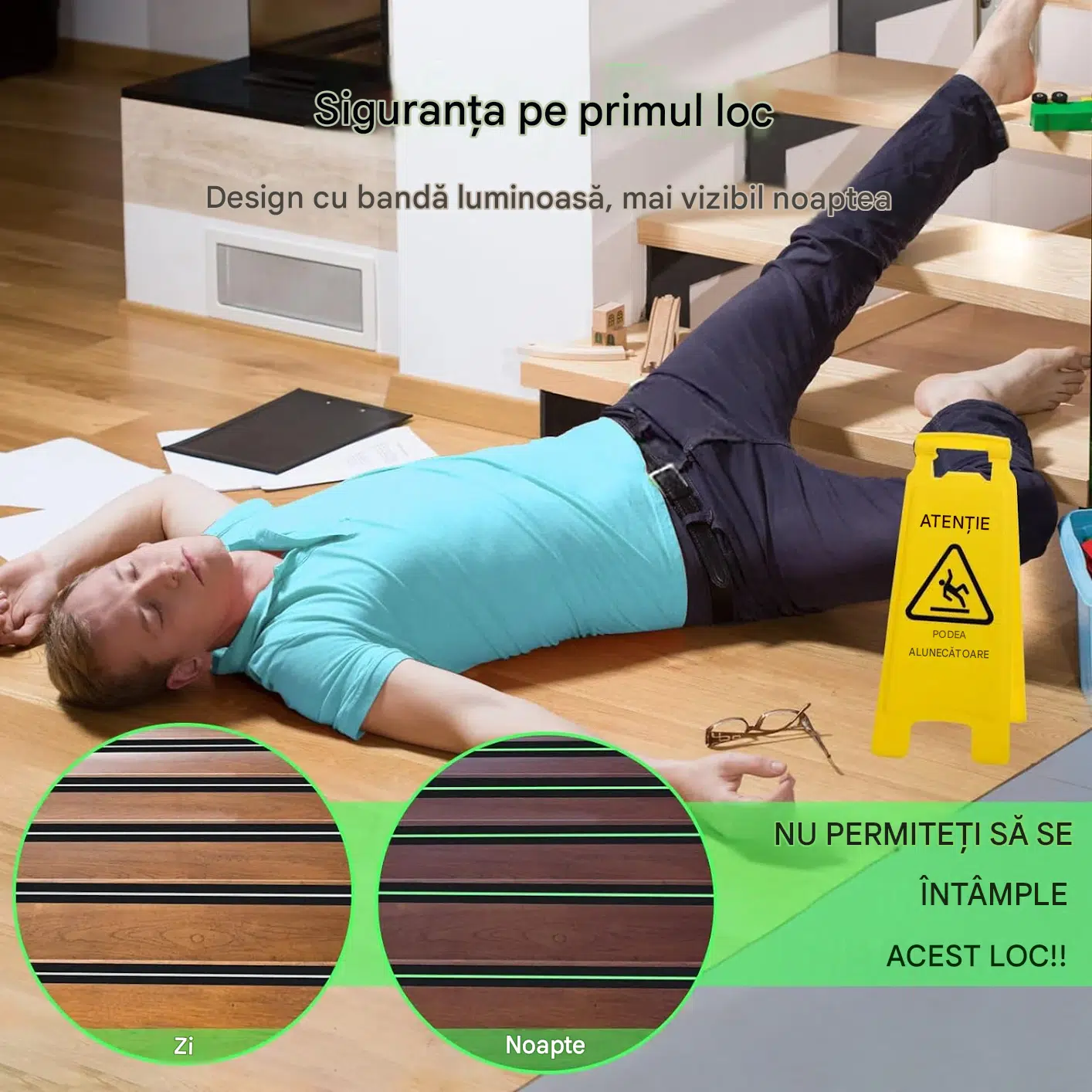 banda antiderapanta fosforescenta negru verde 5cm 5m Enzoria [8]