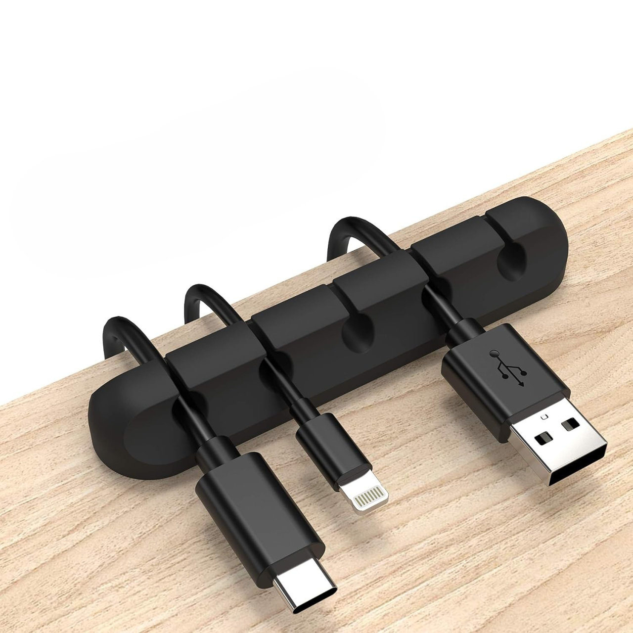 organizator cabluri 5 sloturi silicon autoadeziv negru Enzoria [3]