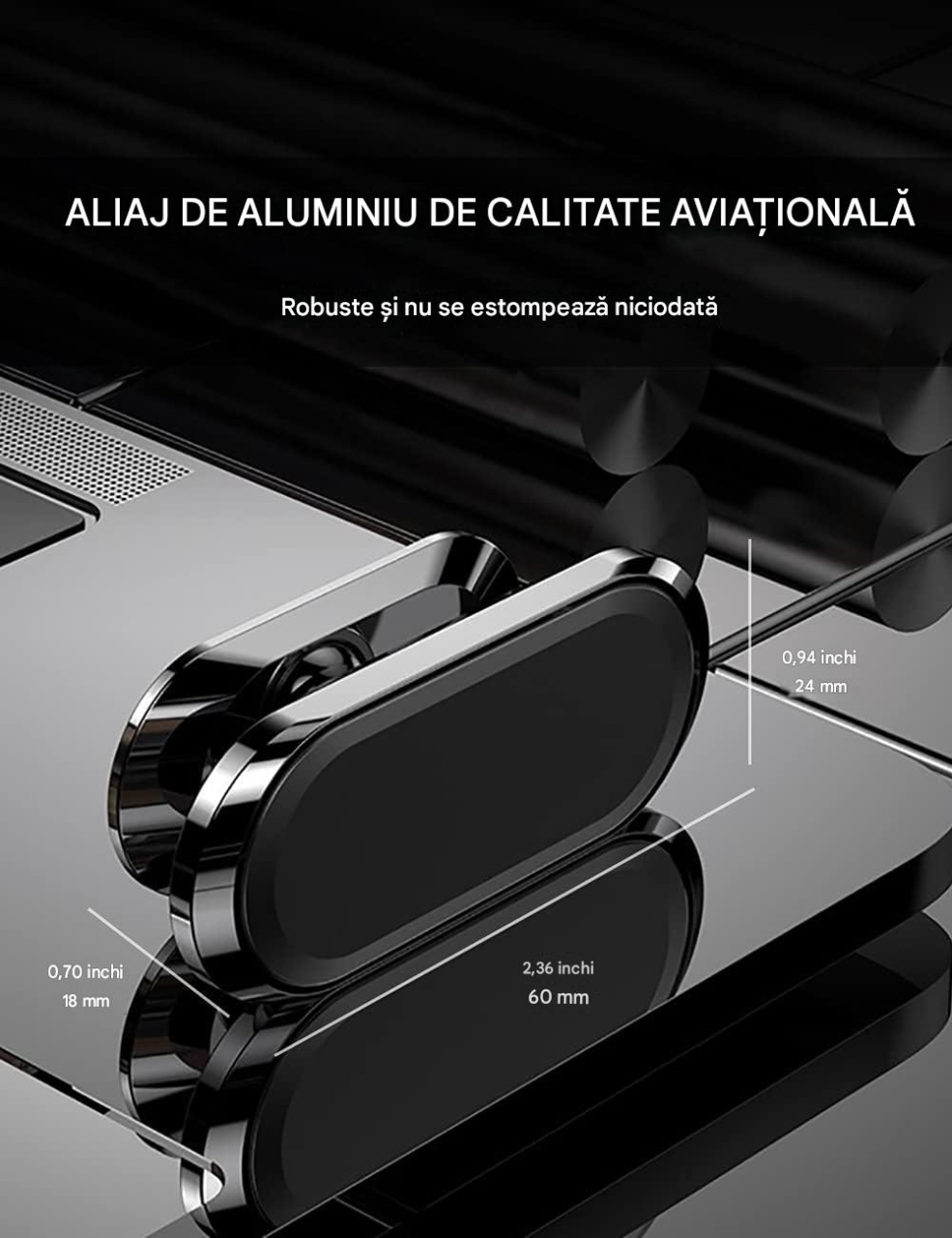 suport telefon magnetic autoadeziv negru lucios Enzoria [9]
