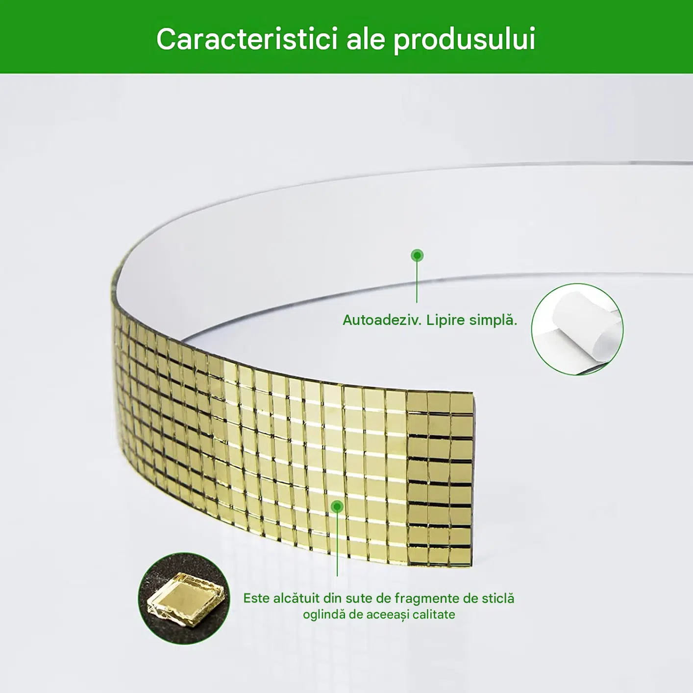 banda adeziva decorativa oglinda auriu Enzoria [8]