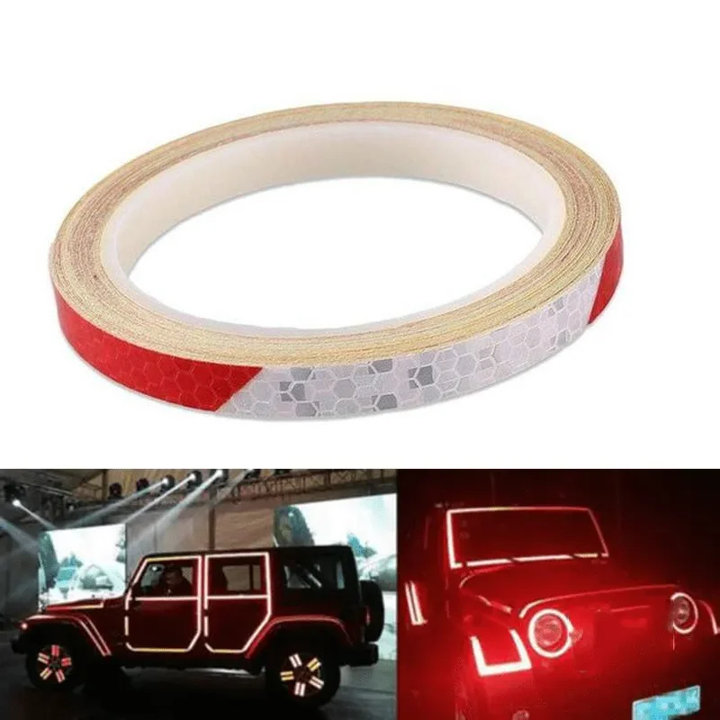 Benzi Autoadezive Utilitare - banda reflectorizanta fagure alb rosu 1cm 8m enzoria