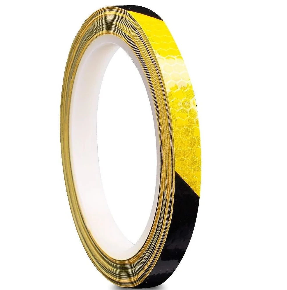Benzi Autoadezive Utilitare - banda reflectorizanta fagure negru galben 1cm 8m enzoria