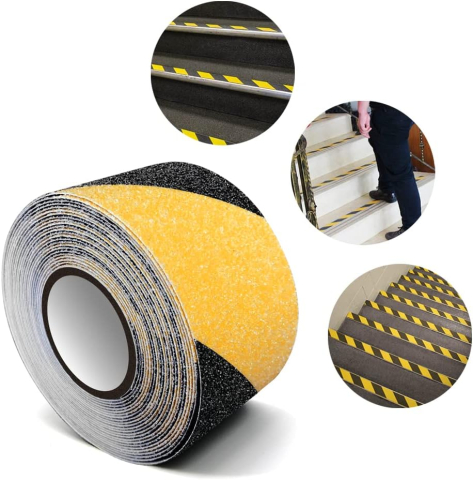 Benzi Autoadezive Utilitare - banda antiderapanta abraziva negru galben 5cm x 5m Enzoria