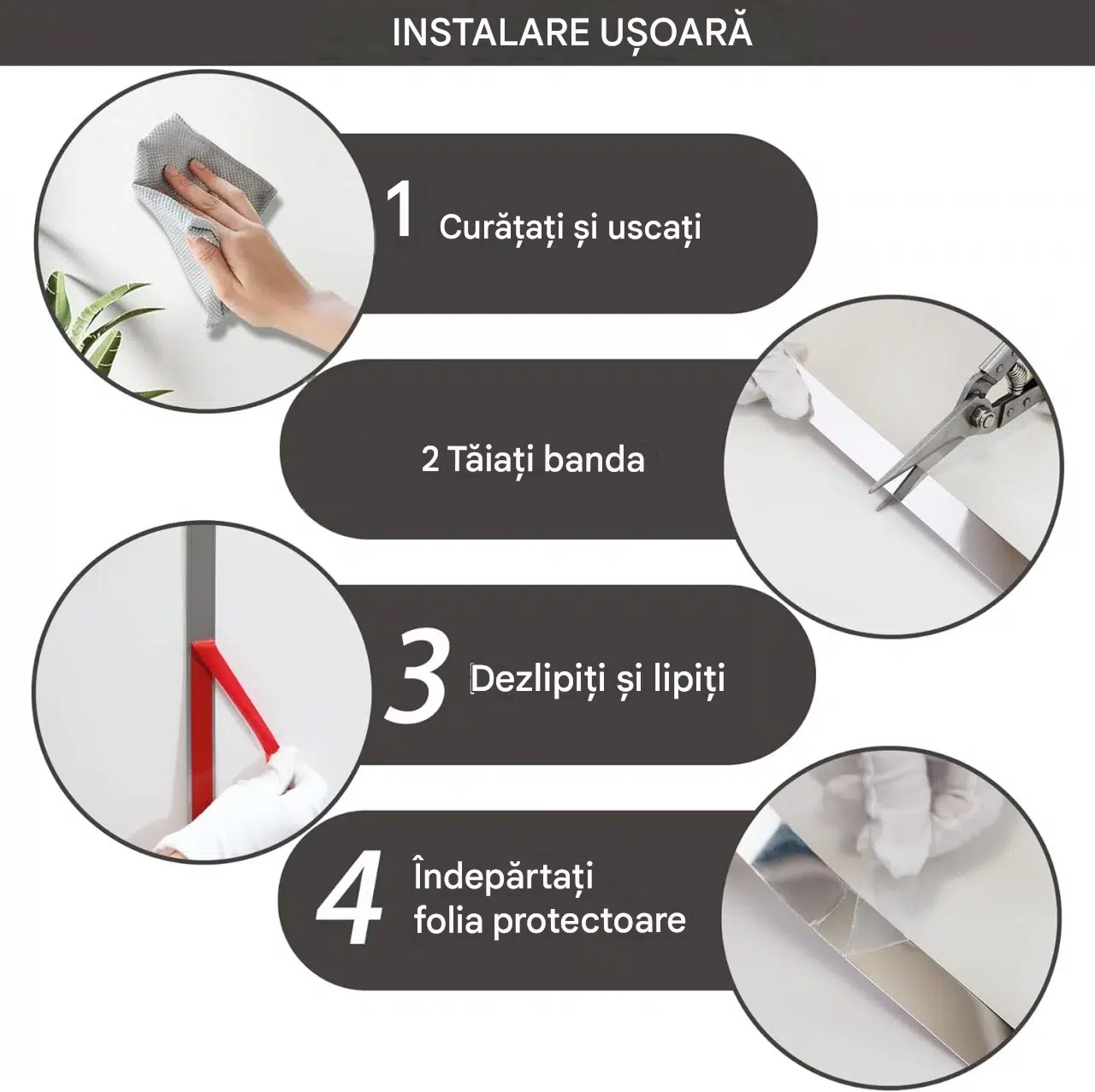 banda decorativa inox oglinda argintiu enzoria [6]